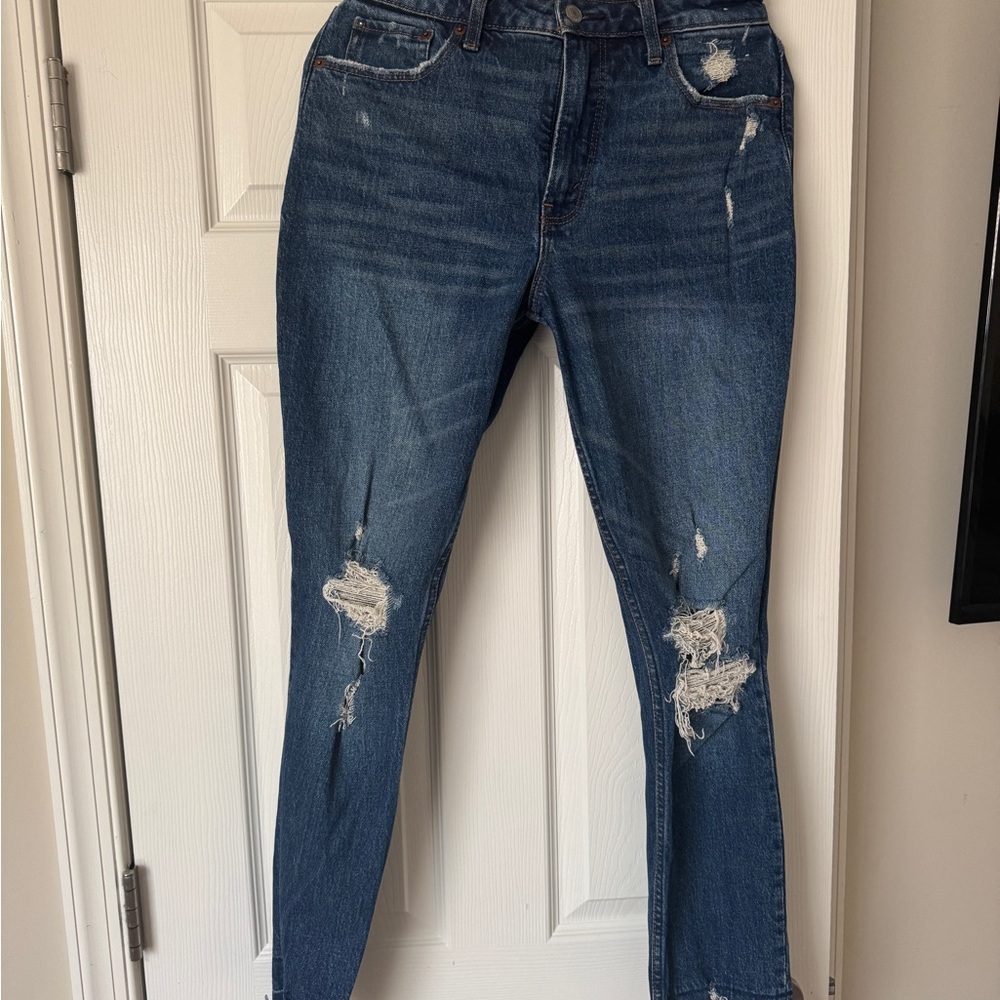 Abercrombie & Fitch Dark Blue Distressed Skinny Jeans - 27L